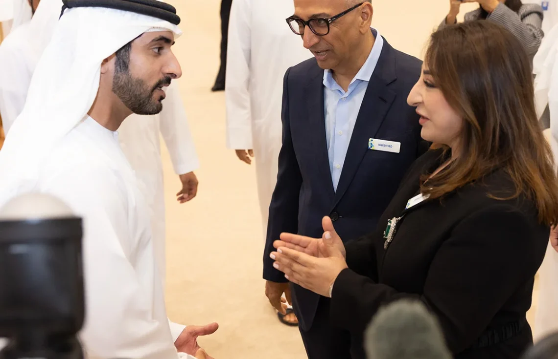 H.H. Sheikh Hamdan bin Mohammed bin Rashid Al Maktoum with Sima and Nilesh Ved | 2025 Asia Pacific Cities Summit & Mayors’ Forum at Expo City Dubai.