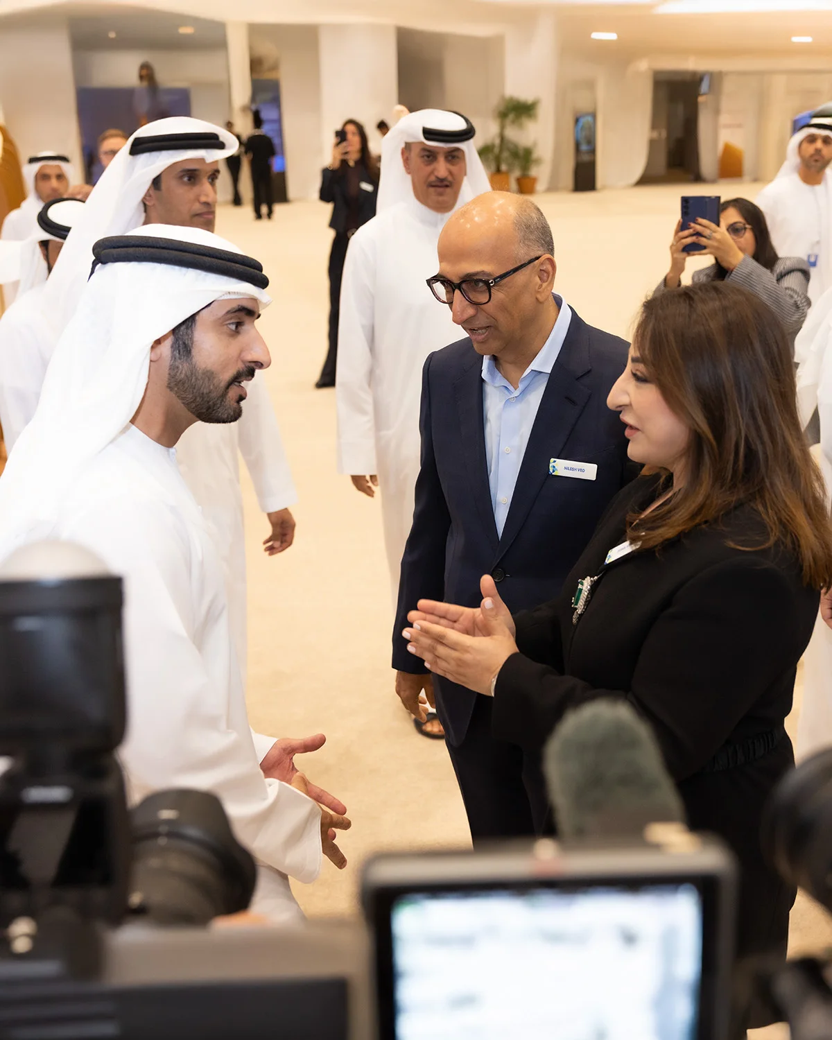 H.H. Sheikh Hamdan bin Mohammed bin Rashid Al Maktoum with Sima and Nilesh Ved | 2025 Asia Pacific Cities Summit & Mayors’ Forum at Expo City Dubai.